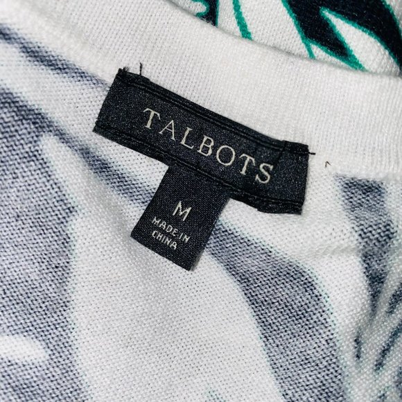 Talbots Tropical Fern Leaf Print Cardigan M - Picture 4 of 4